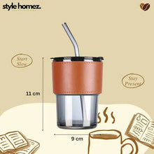 GLASS TUMBLER CUP WITH LID 400ML